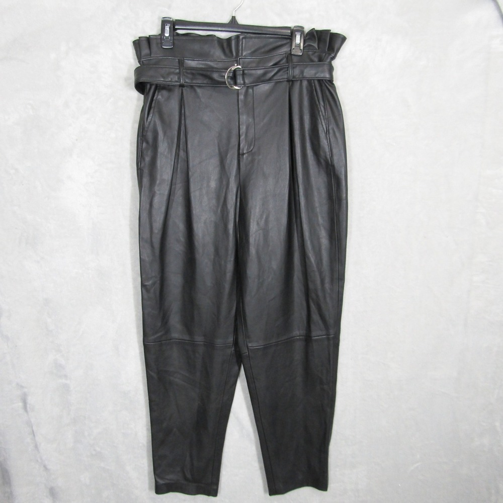 Blank NYC Faux Leather Paper Bag Waist Trousers Women's Size 31 Black Pants - Picture 1 of 13